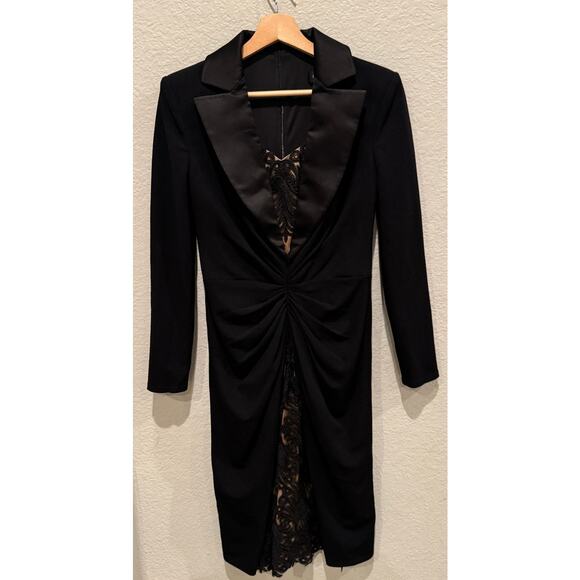 Tadashi Shoji Peekaboo Lace Panel Long Sleeve Cocktail Dress Size XS - Picture 11 of 12